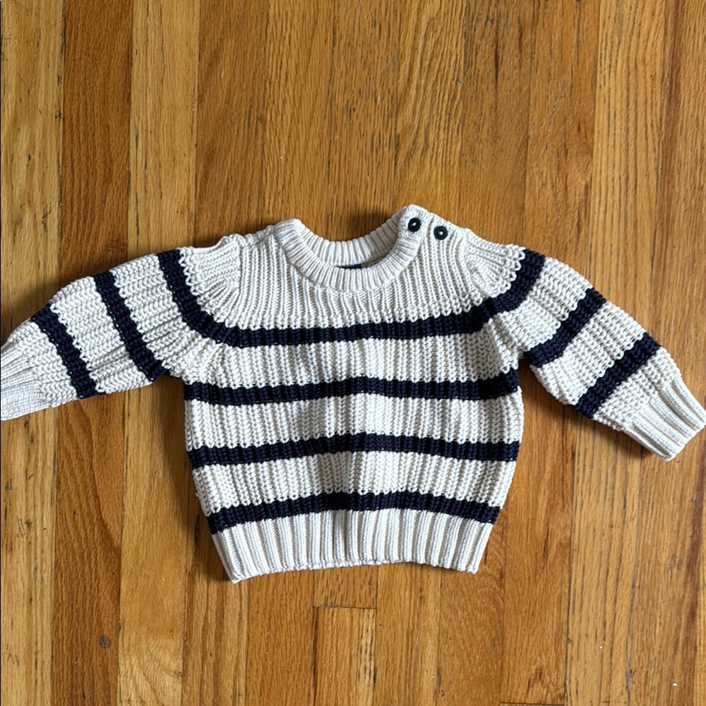 Baby gap cotton fisherman navy cream Striped Knit Sweater 6-12 month